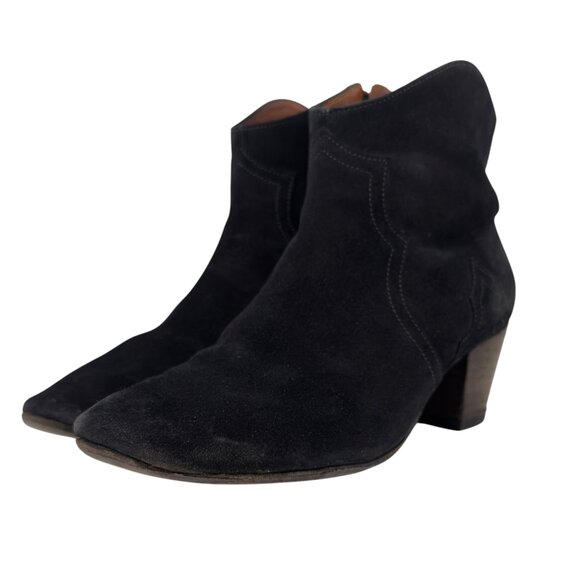 ISABEL MARANT Dicker Suede Heeled Western Ankle Black Boots Size EU 38 - Picture 2 of 13